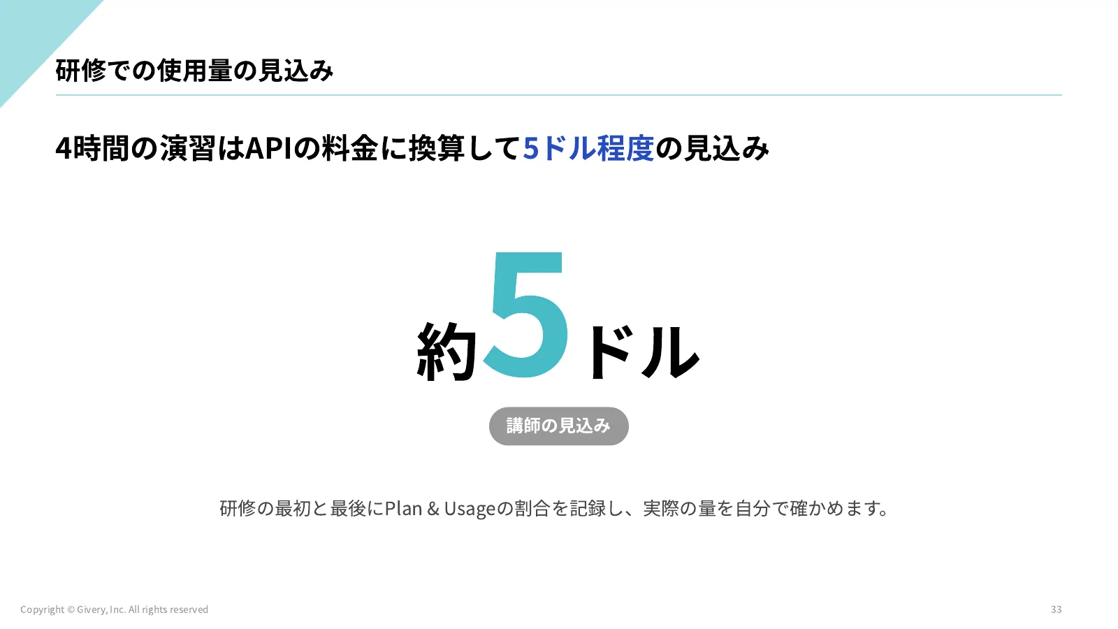 33ページ 研修での使用量の見込み